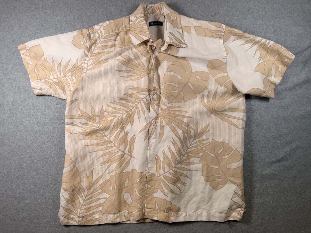 Centro Men's Size M Tropical Leaf Print Short Sleeve Button Down Shirt